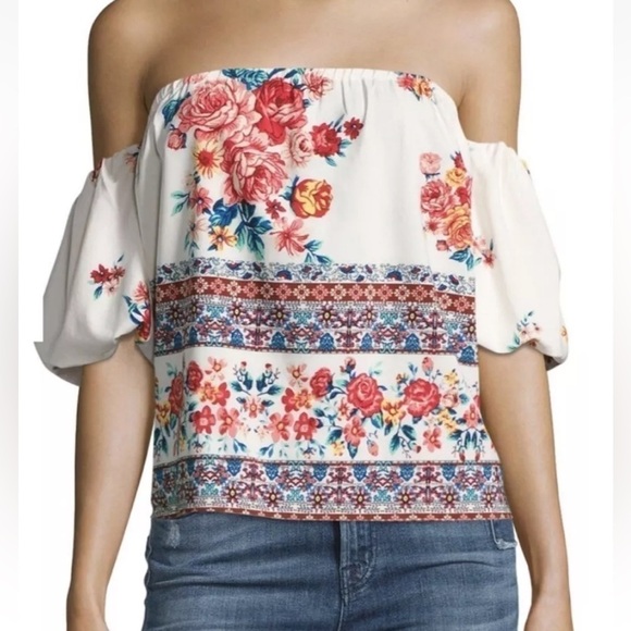 NWT MISA Los Angeles Renata Floral Top Off Shoulder Blouse - Picture 1 of 7